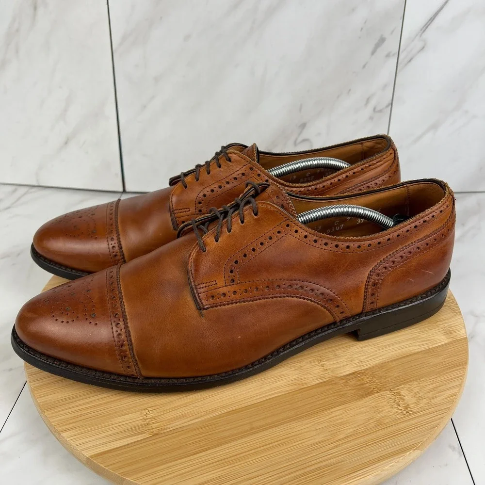 Allen Edmonds Sanford Mens Size 13 C Brown Leather Wingtip Derby Dress Shoe 3918